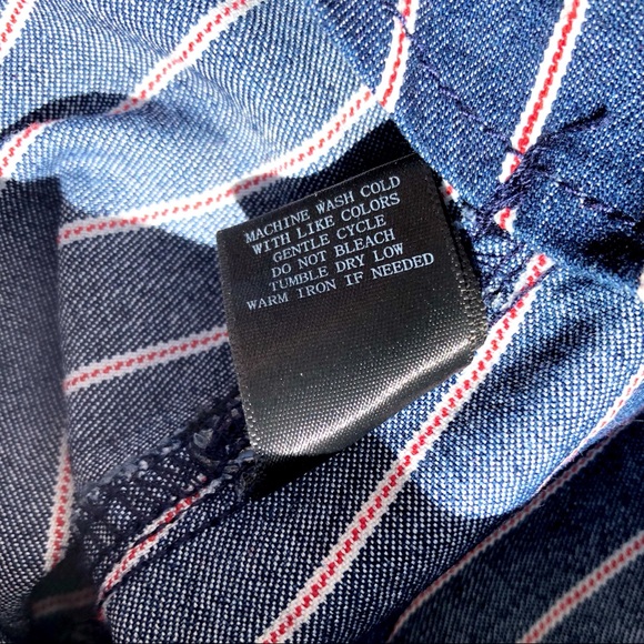 Others Follow Dark Indigo Lexi High Rise Pinstripe Stretch Denim Skirt, Medium - Picture 16 of 16